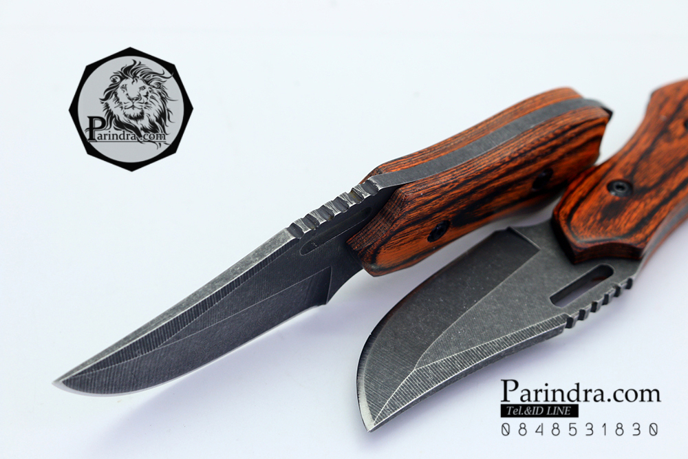 มีดใบตายขนาดเล็ก พกพา Browning X002 ด้ามไม้ มาพร้อมซองพก (OEM)