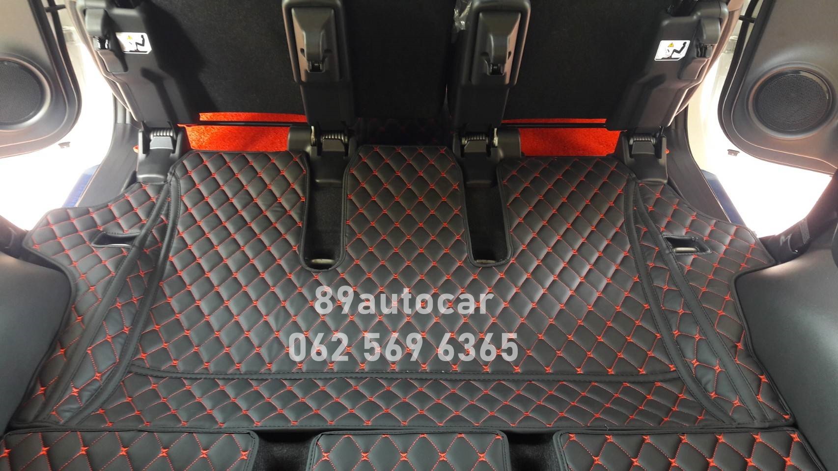 พรมรถ Toyota Fortuner 2021 Legender ปูพรม7D สีดำด้ายแดง + ดักฝุ่นสีแดง