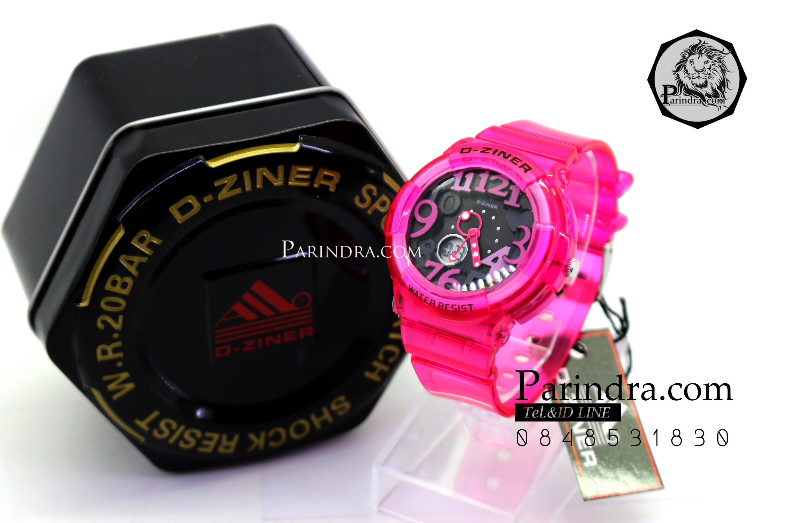 นาฬิกา D-ZINER สายซิลิโคนใส หน้าปัดดำ ตัวเลขหลากสี