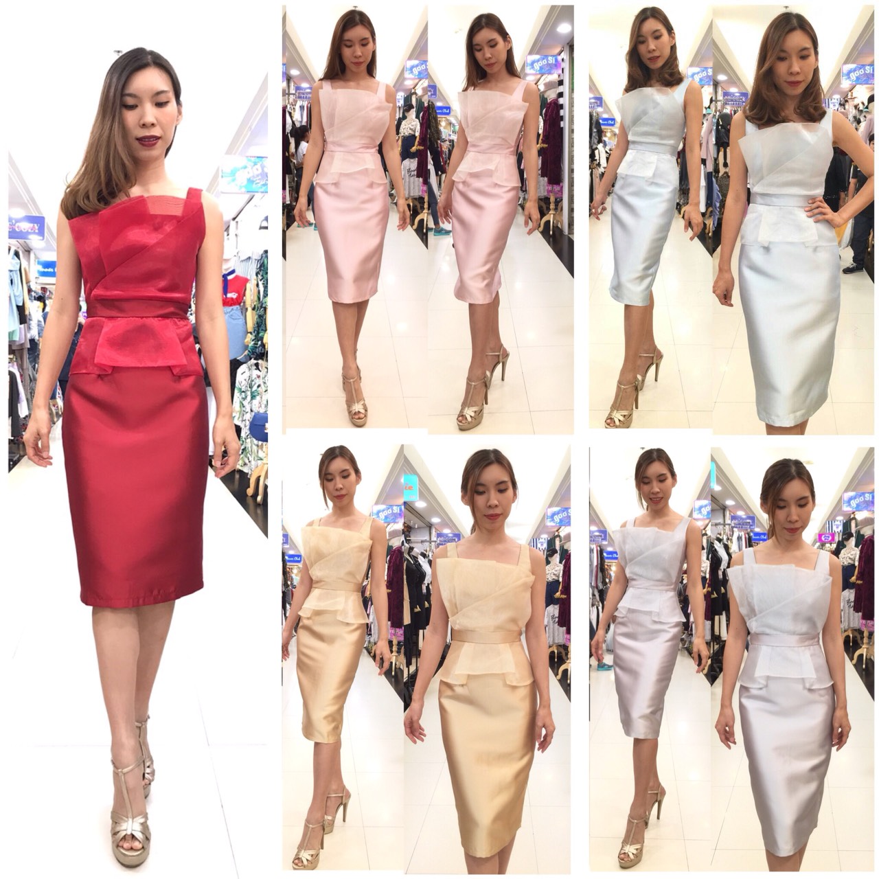 ชุดเพื่อนเจ้าสาว ชุดราตรีสั้น Blossom - Sweet Drape top & pencil skirt