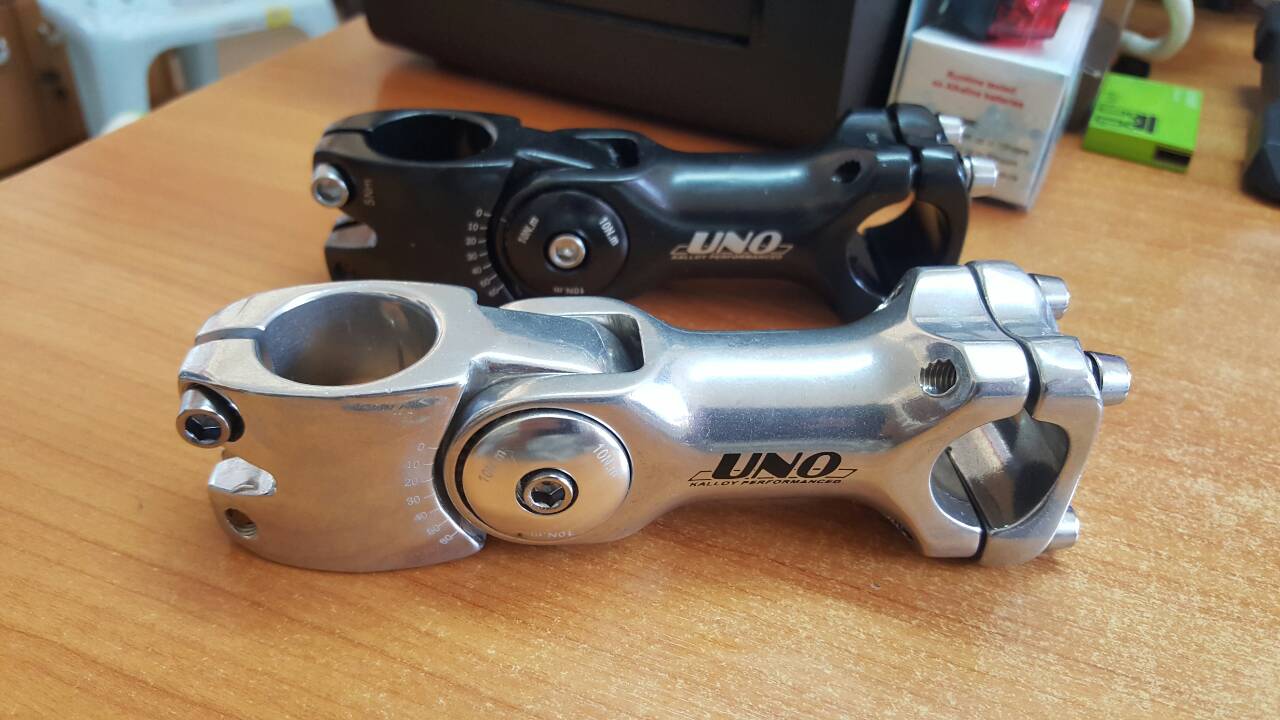 คอแฮนด์ปรับระดับได้ ปรับองศา UNO ยาว 110MM. ขนาดธรรมดา 25.4, AS-822 มีสีเงิน