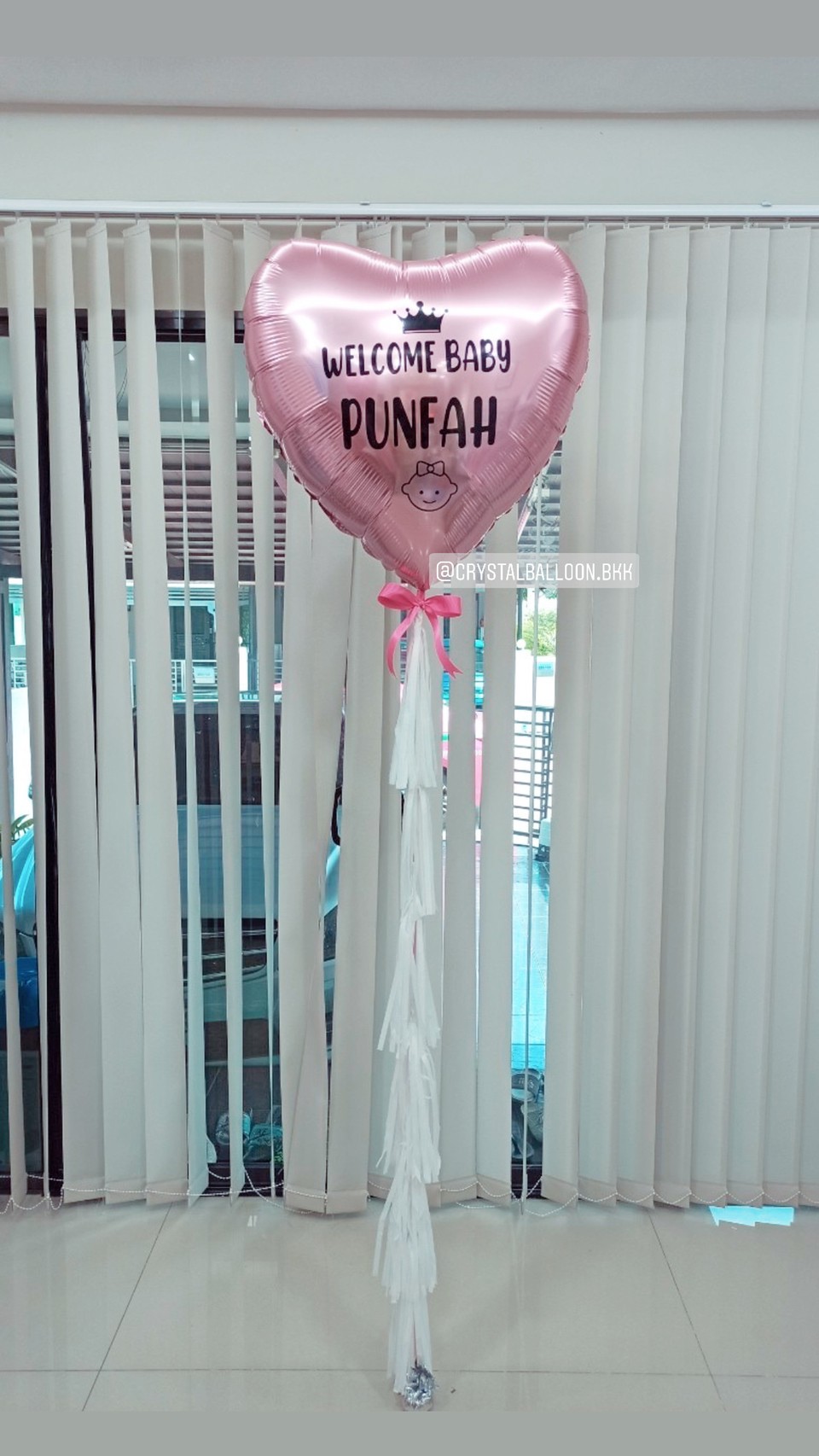 ลูกโป่ง Welcome Baby ฟอยล์หัวใจ ขนาด 40" สีชมพู พร้อมตกแต่ง สามารถลอยนานเป็นอาทิตย์ สามารถเปลี่ยนสี-ฟอยล์ตกแต่ง/เปลี่ยนข้อความได้