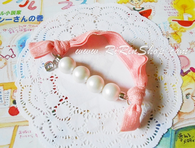 Aznavour /GRAIN DE BEAUTE ยางรัดผมแต่งมุก( Pink )