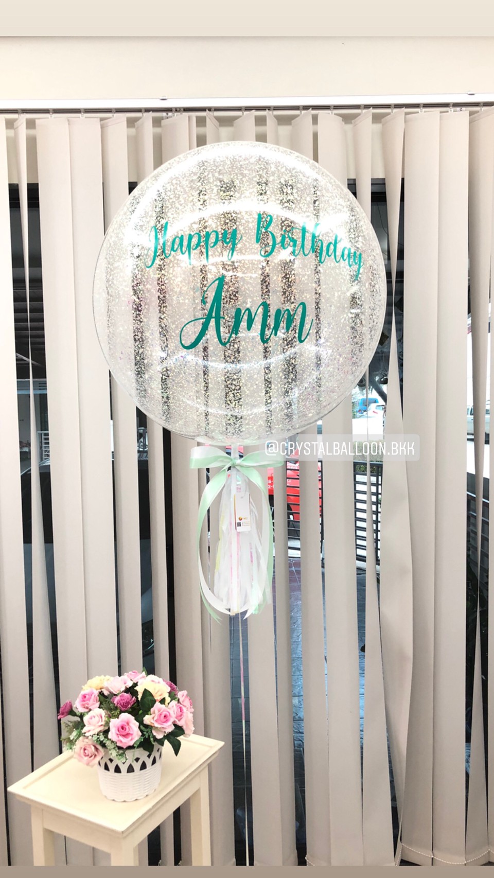 ลูกโป่ง วันเกิด Bubble ขนาด 24" โทนสี เขียว พร้อมตกแต่ง สามารถเปลี่ยนสีลูกโป่ง/ข้อความ/ขนาดได้