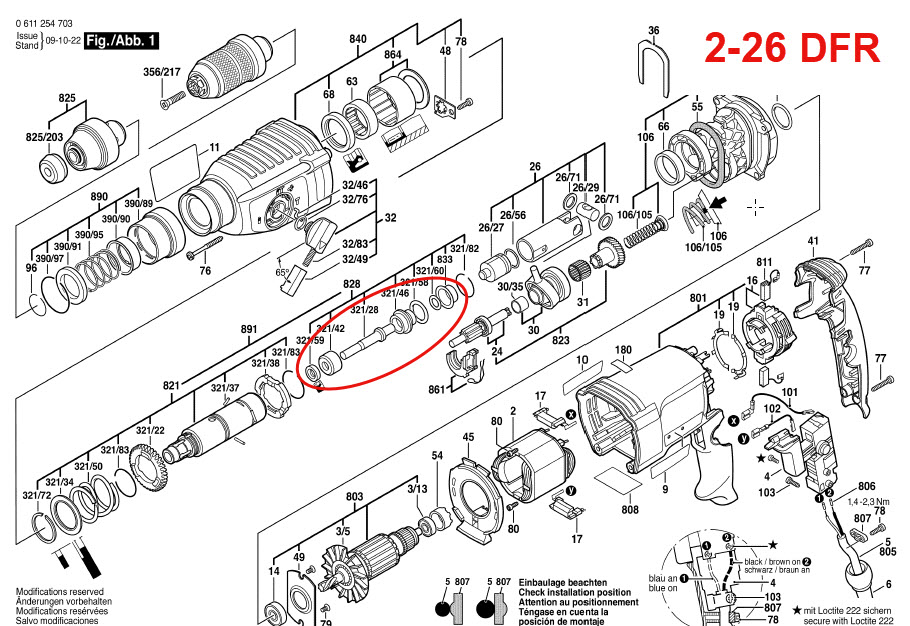 ชุดแกนกระแทก สว่านโรตารี่ BOSCH รุ่น GBH2-26 (มีแบบแกนสั้น-ยาว) #I8