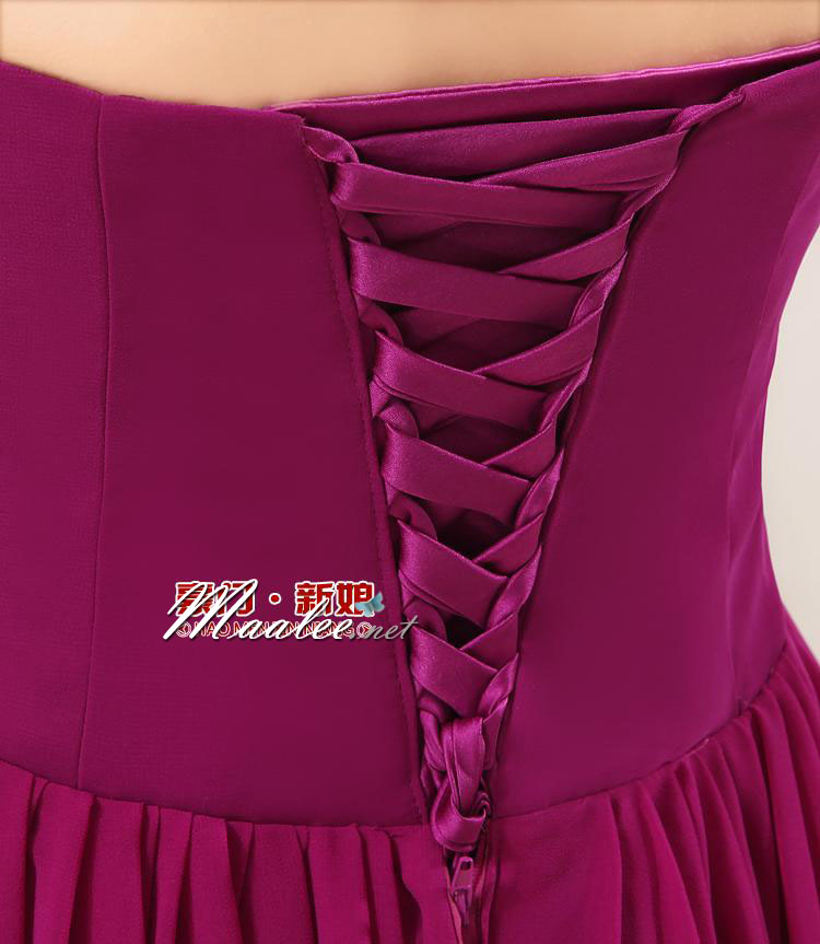 พร้อมส่ง ชุดราตรีสั้น เกาะอก หน้าสั้นหลังยาว สีฟ้าอ่อน อัดพลีตหน้าอก คาดเอวคริสตัล