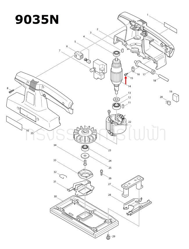 PAN HEAD SCREW M4X18 เครื่องขัดกระดาษทราย Makita มากีต้า 1100, 1600, 1804N, 9035N, 9218SB, 9401, 9924DB, 4100NB, 3612BR Pn.911133-5 (แท้) ##(*)