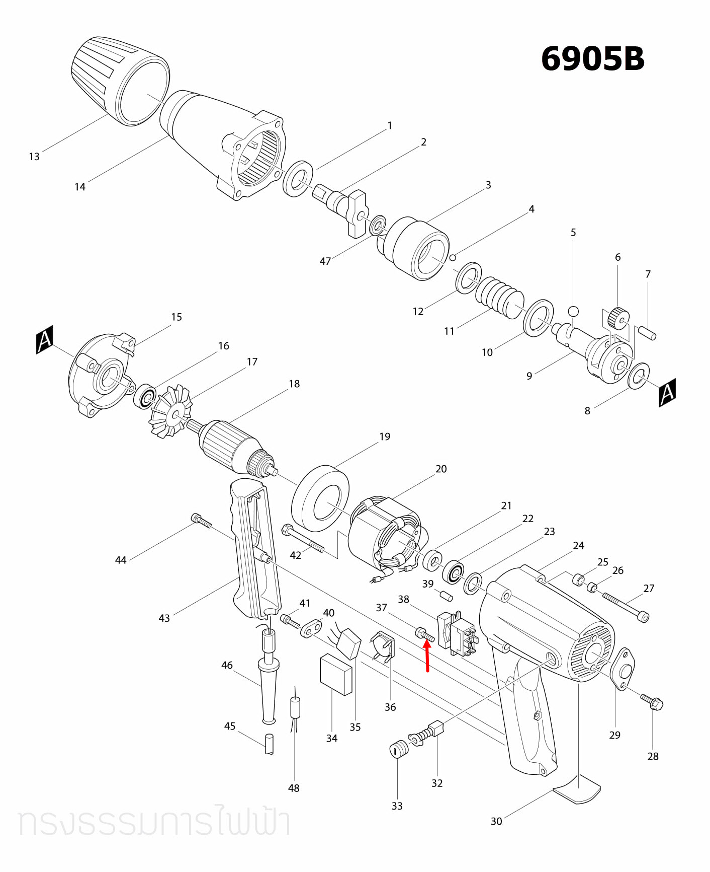 PAN HEAD SCREW M4X8 Makita มากีต้า 1600, 1804N, 1805N, 3501N, 5103N, 5201N, 5401N, 5402, 6905B Pn.911106-8 (แท้) ##