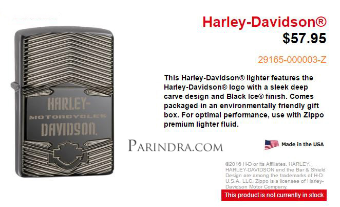 ไฟแช็ค Zippo แท้ " Zippo 29165 Harley-Davidson Logo Black Ice Chrome Armor แท้นำเข้า 100%