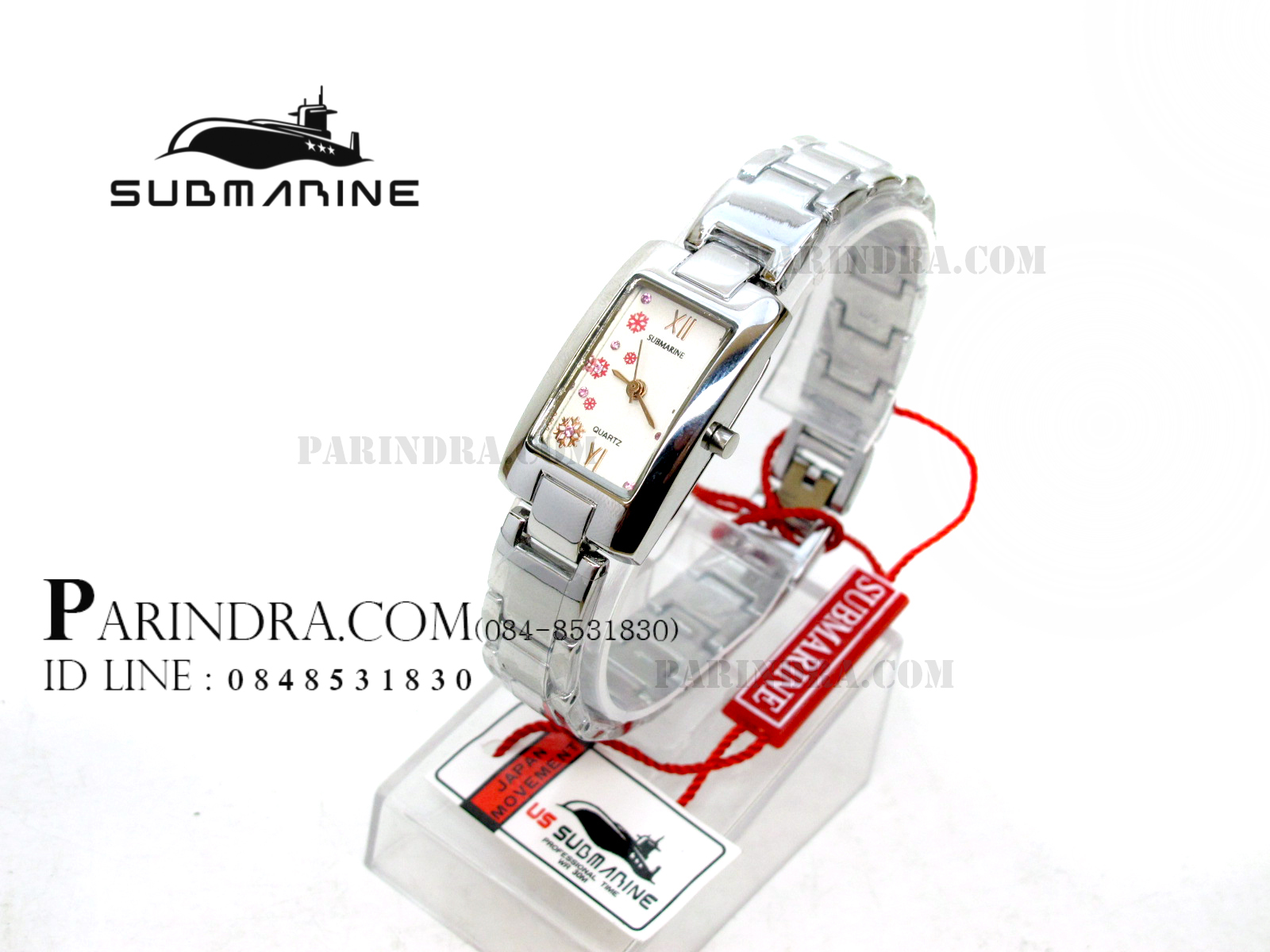 นาฬิกา U.S. submarine รุ่น J060L หน้าปัดขาวลายแดง