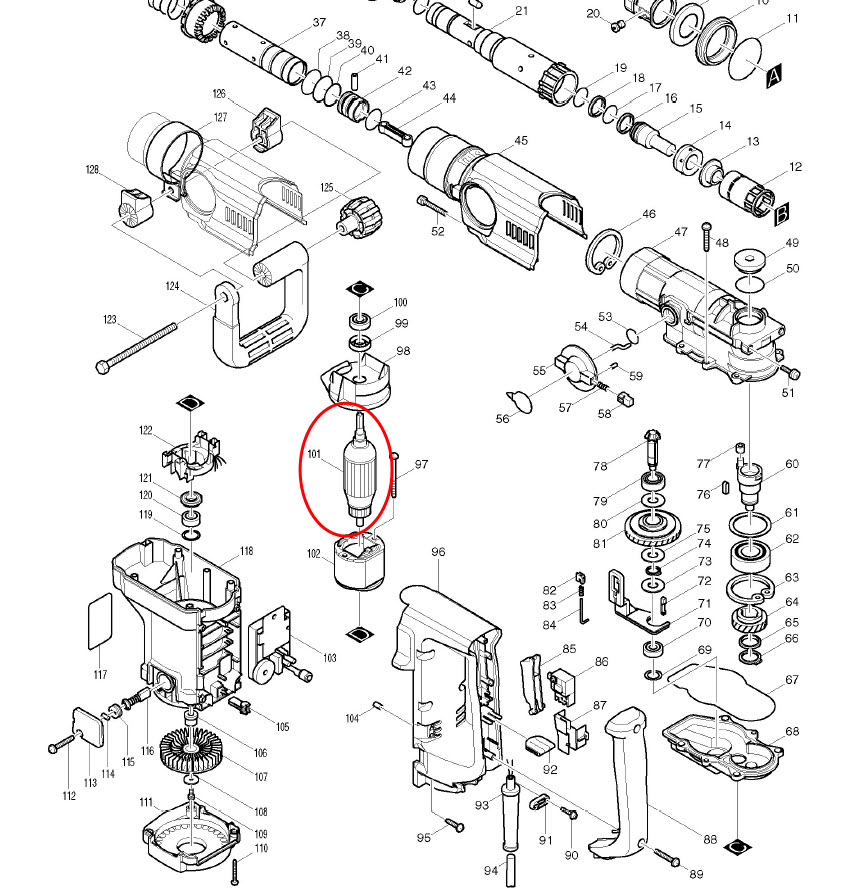 ทุ่น สว่านโรตารี่ Makita มากีต้า HR4000C (แท้) ##(*)