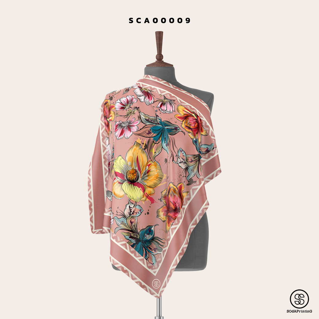 ผ้าพันคอพิมพ์ลาย Flowers รหัส SCA00008-SCA00009 #SOdAPrintinG