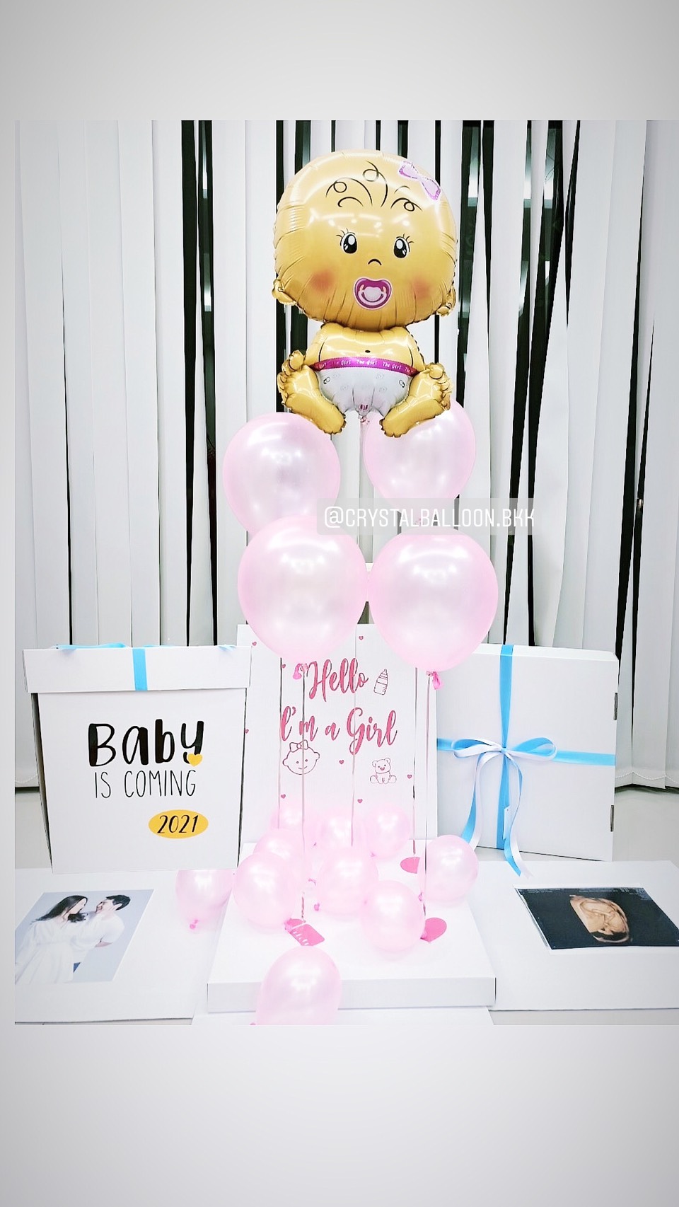 Gender Reveal แบบกล่อง ทายเพศน้อง พร้อมตกแต่ง ฟอยล์เด็กทารก 1 ชิ้น,ช่อลูกโป่ง 1 ช่อ,สามารถใส่รูปได้ 2 ใบ สามารถเปลี่ยนสีลูกโป่ง/เปลี่ยนฟอยล์ตกแต่ง/เปลี่ยนข้อความได้