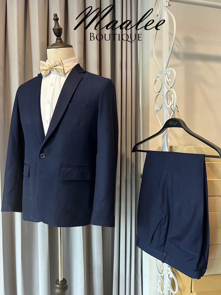 สูทตัดเช่า ชุดสูทชาย สีน้ำเงินเข้ม (ไม่ใช่สีกรมท่า) งานเนี๊ยบ ไม่มีเสื้อกั๊ก