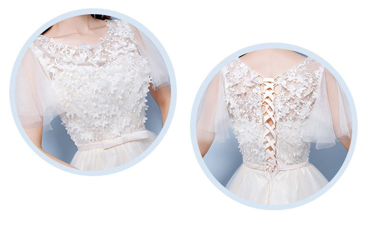 พร้อมเช่า เดรสขาว พรีเวดดิ้ง สวยหวาน กระโปรงตาข่าย ตัวชุดลูกไม้&แต่งโบว์ช่วงเอว (ซิปหลัง)