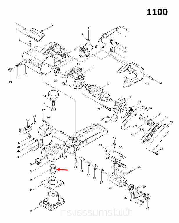 สปริง กบไสไม้ไฟฟ้า Makita มากีต้า 1100 [#46], 1600 [#33] Pn.231001-9 (แท้) ##