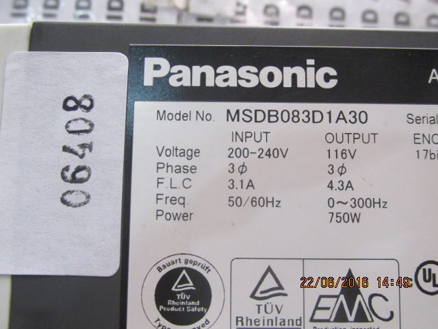 SERVO DRIVE “ PANASONIC ” รุ่น MSDB083D1A30