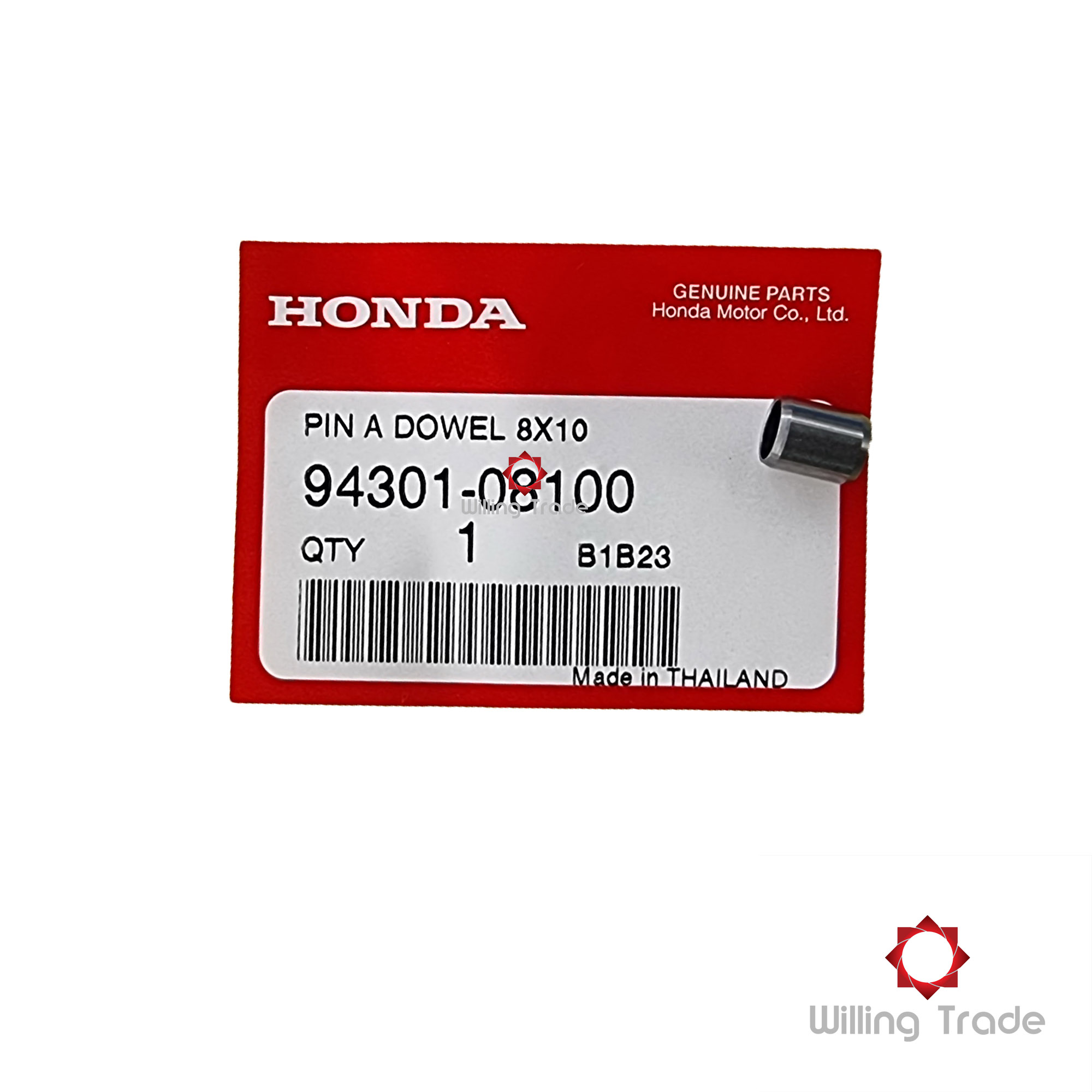 ปลอกสลักปั๊มน้ำ 8x10 (B014) HONDA:(94301-08100) DASH ทุกรุ่น, LS 125 ทุกรุ่น, CLICK110 คาร์บู [แท้ศูนย์ 100%]...กลุ่มอะไหล่ปั๊มน้ำ ... DOWEL PIN, 8x10