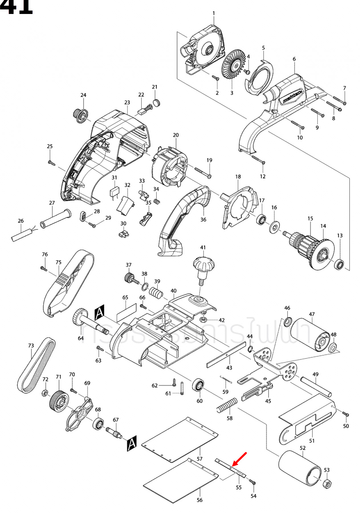 STRAP WASHER เครื่องขัดกระดาษทราย Maktec-มาคเทค, Makita มากีต้า MT940, MT941 [#55], 9403 [#60] Pn.344623-7 (แท้) ##