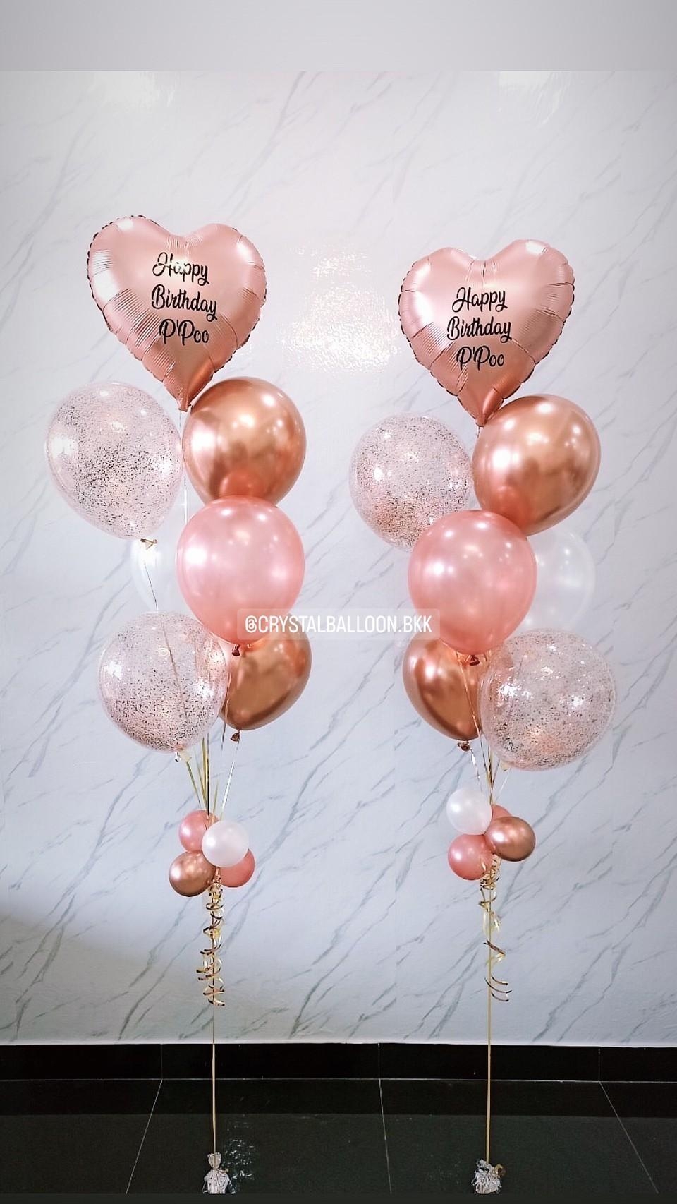 ลูกโป่ง วันเกิด ช่อลูกโป่ง ฟอยล์หัวใจ ขนาด 18" 2 ช่อ พร้อม ลูกโป่งใส ใส่กลิตเตอร์ พร้อมตกเเต่ง สามารถเปลี่ยนสีลูกโป่ง/เปลี่ยนข้อความ/เปลี่ยนสี-ฟอยล์ตกแต่งได้