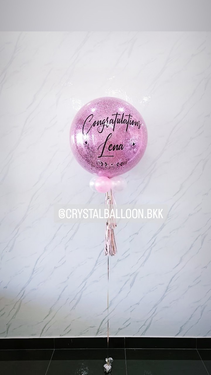 ลูกโป่ง แสดงความยินดี Bubble ขนาด 24" สีชมพู พร้อมตกแต่ง สามารถเปลี่ยนสีลูกโป่ง/เปลี่ยนข้อความ/เปลี่ยนขนาดได้