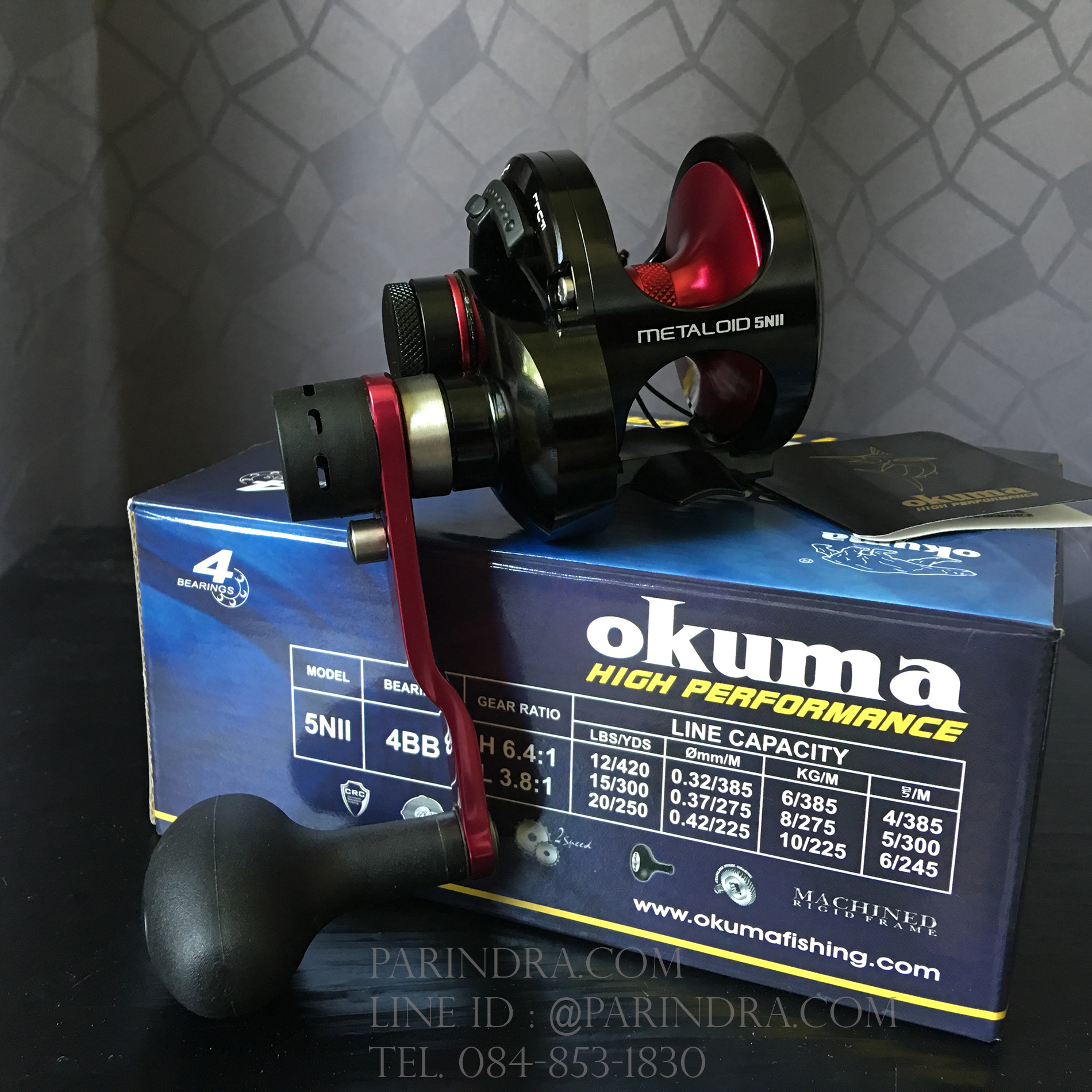 รอก OKUMA METALOID M-5Nll-R สีแดง 2 Speed หน้าสปูลแคบ