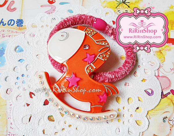 BoBo Collection ยางรัดผมม้าโยกน้อยแต่งคริสตัล Swarovski ( สีส้ม )