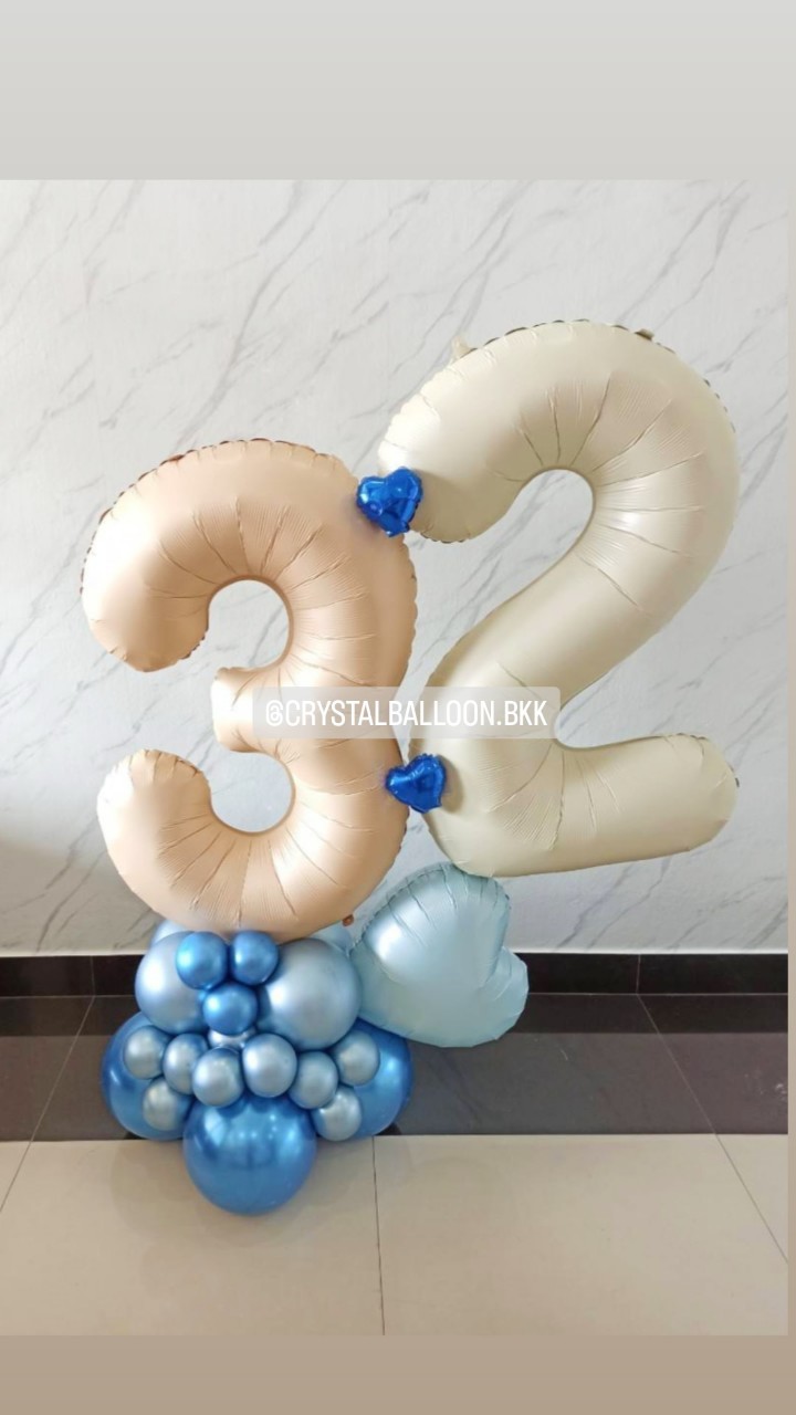 ลูกโป่ง วันเกิด ฟอยล์ตัวเลข ขนาด 40" ตั้งฐาน 2 ชิ้น พร้อม ฟอยล์หัวใจ ขนาด 18" 1 ชิ้น พร้อมตกแต่ง สามารถเปลี่ยนสีลูกโป่ง/เปลี่ยนสี-ฟอยล์ตัวเลข/เปลี่ยนฟอยล์ตกแต่งได้