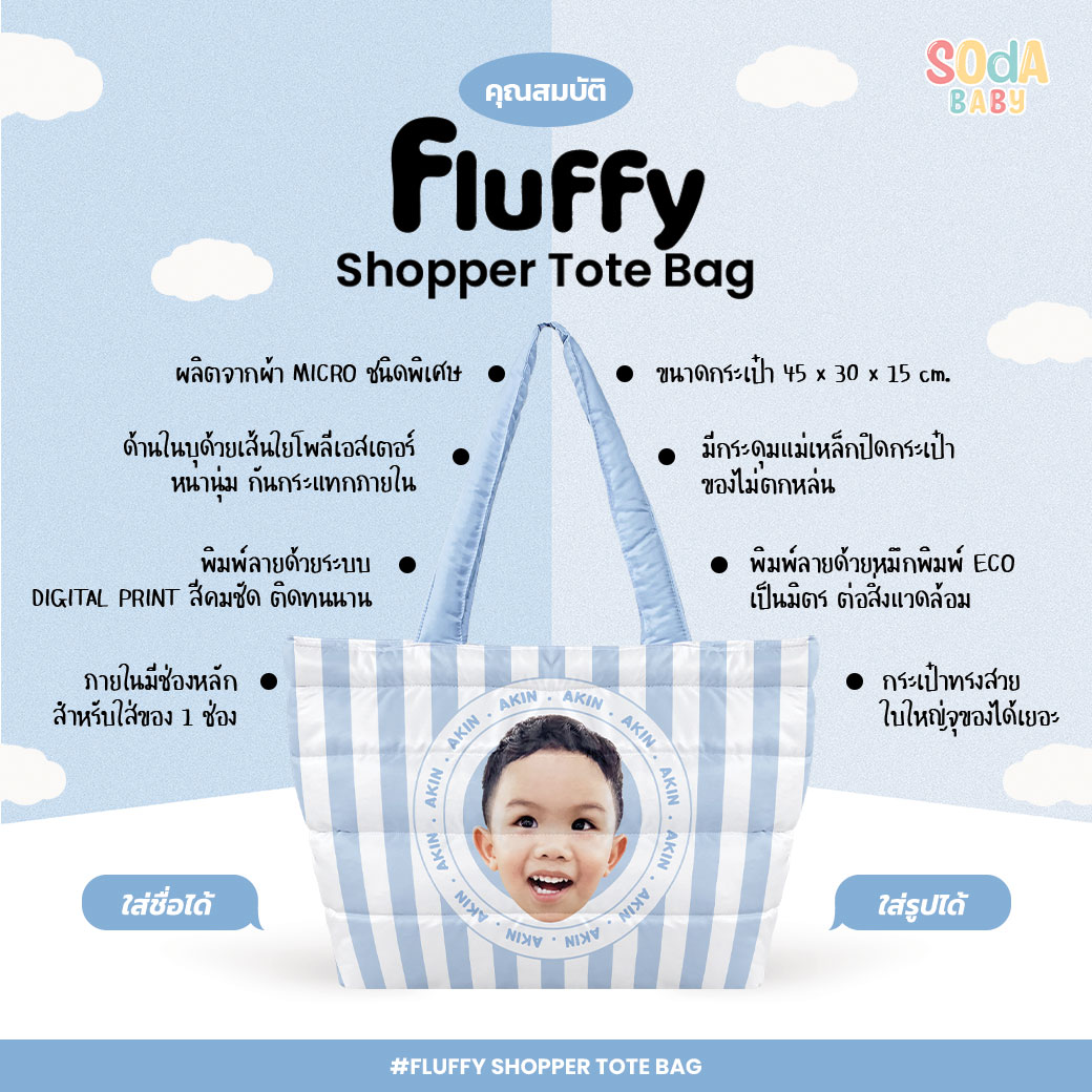 กระเป๋า MOMMY Fluffy Shopper Tote Bag ใส่ชื่อ+รูปภาพได้ 😊 รหัส DYA00030 - DYA00036 #SOdAbaby