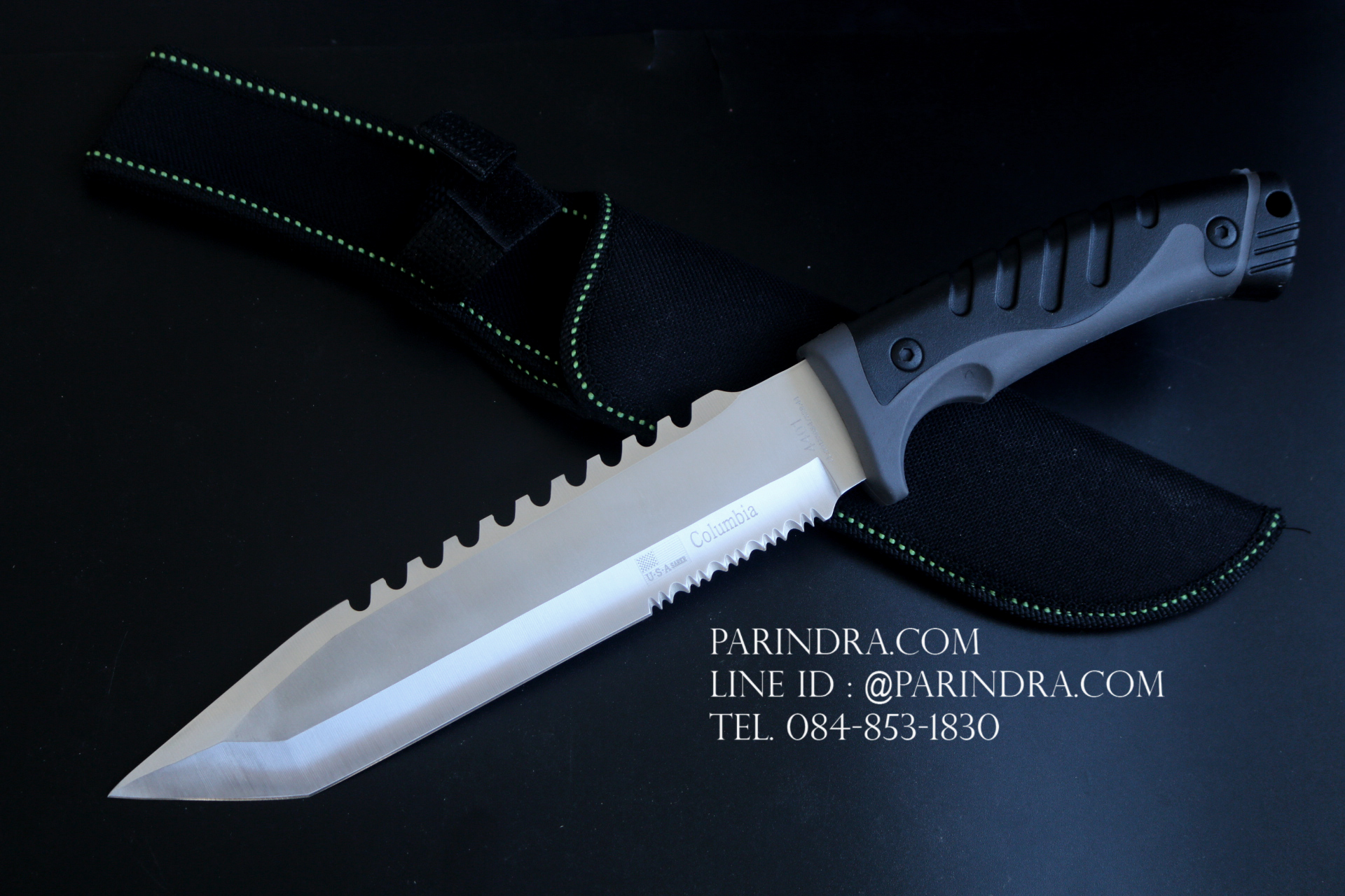 มีดใบตาย Columbia Recon สีดำ รุ่น 4401A รุ่นมี Serrated หรือ ใบเลื่อย ใบเงิน