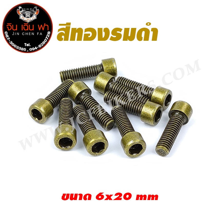 น็อตแต่งไทเทเนี่ยม 6x20 (เบอร์ 10) อย่างดี ตัวล่ะ 25 บาท