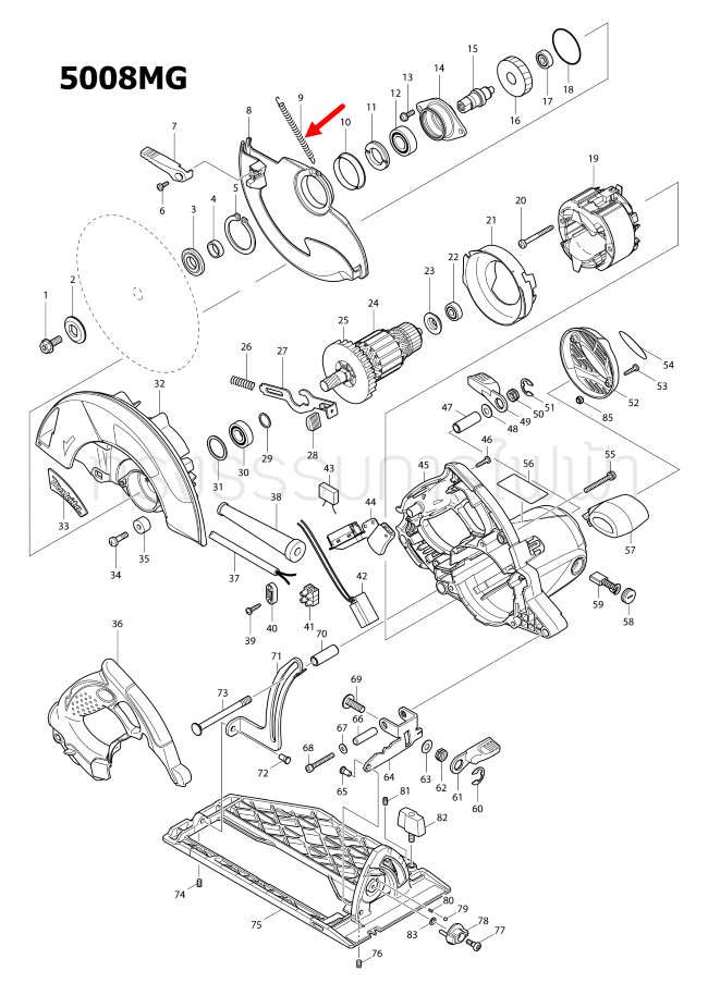 TENSION SPRING 4 เลื่อยวงเดือน Makita มากีต้า 5008MG [#9] Pn.231848-1 (แท้) ##