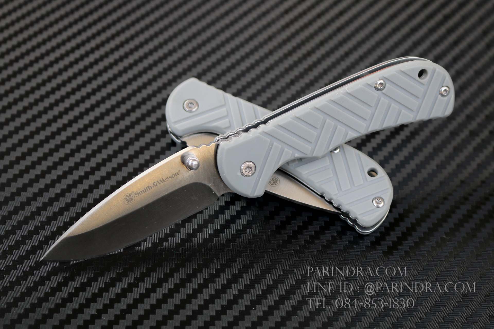 มีดพับขนาดเล็ก Smith & Wesson ด้ามสีเทา (OEM)