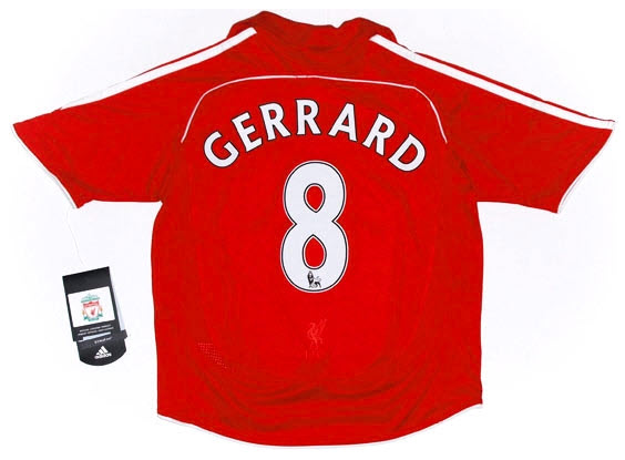เสื้อลิเวอร์พูล 2006-08 Liverpool Home Shirt Gerrard 8 ของแท้ ใหม่ป้ายห้อย สำหรับเด็ก Size XS