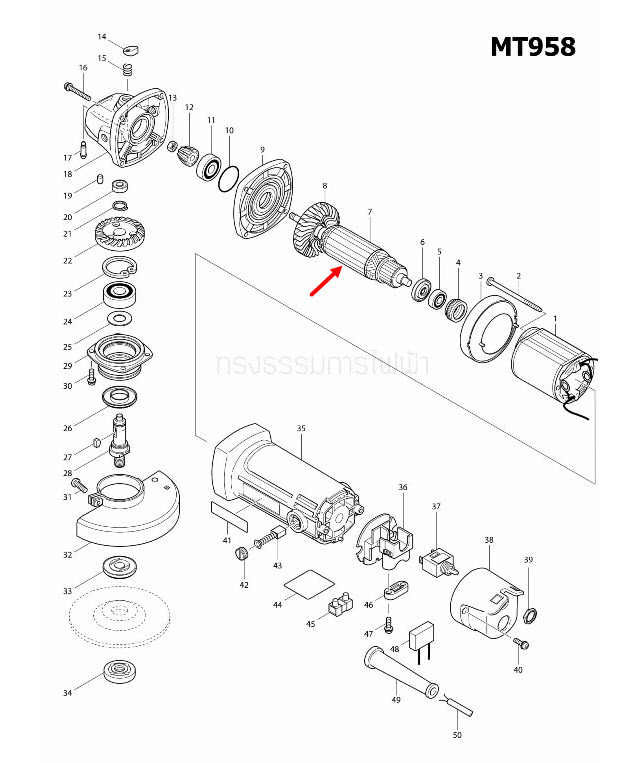ทุ่น หินเจียร 4 นิ้ว Maktec-มาคเทค รุ่น MT955, MT958 P/N.515608-2 (แท้) ##(*)