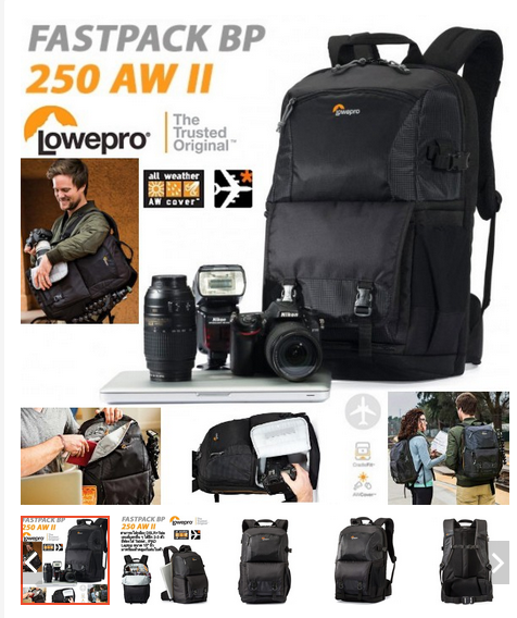 กระเป๋ากล้อง Fastpack BP 250 AW II Lowepro ของแท้ ราคาถูก ราคาส่ง กันน้ำ ประกันศุนย์ 3ปี (ส่งฟรี) กันกระแทรก