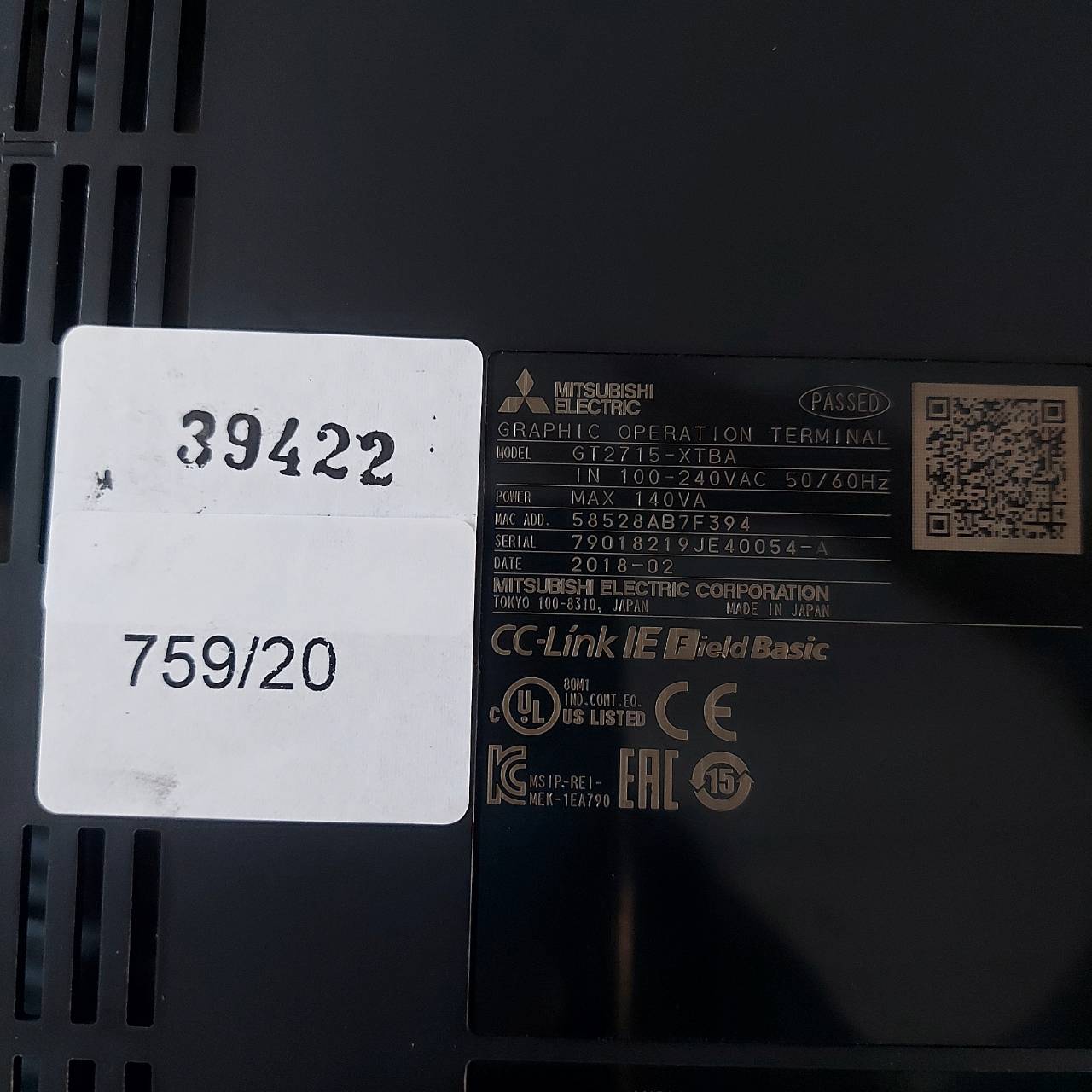 GT2715-XTBA HMI " MITSUBISHI "