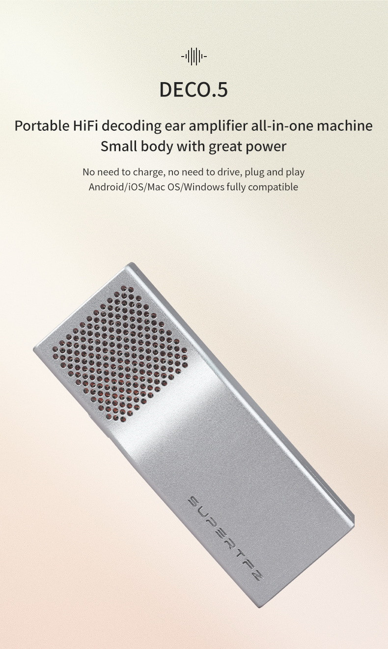 SuperTFZ Deco.5 DAC/AMP พกพาชิป CS43198 x2 ตัวเล็กกำลังขับสูง ไม่ต้องชาร์จ ไม่ต้องใช้ไดรเวอร์ ประกันศูนย์ไทย