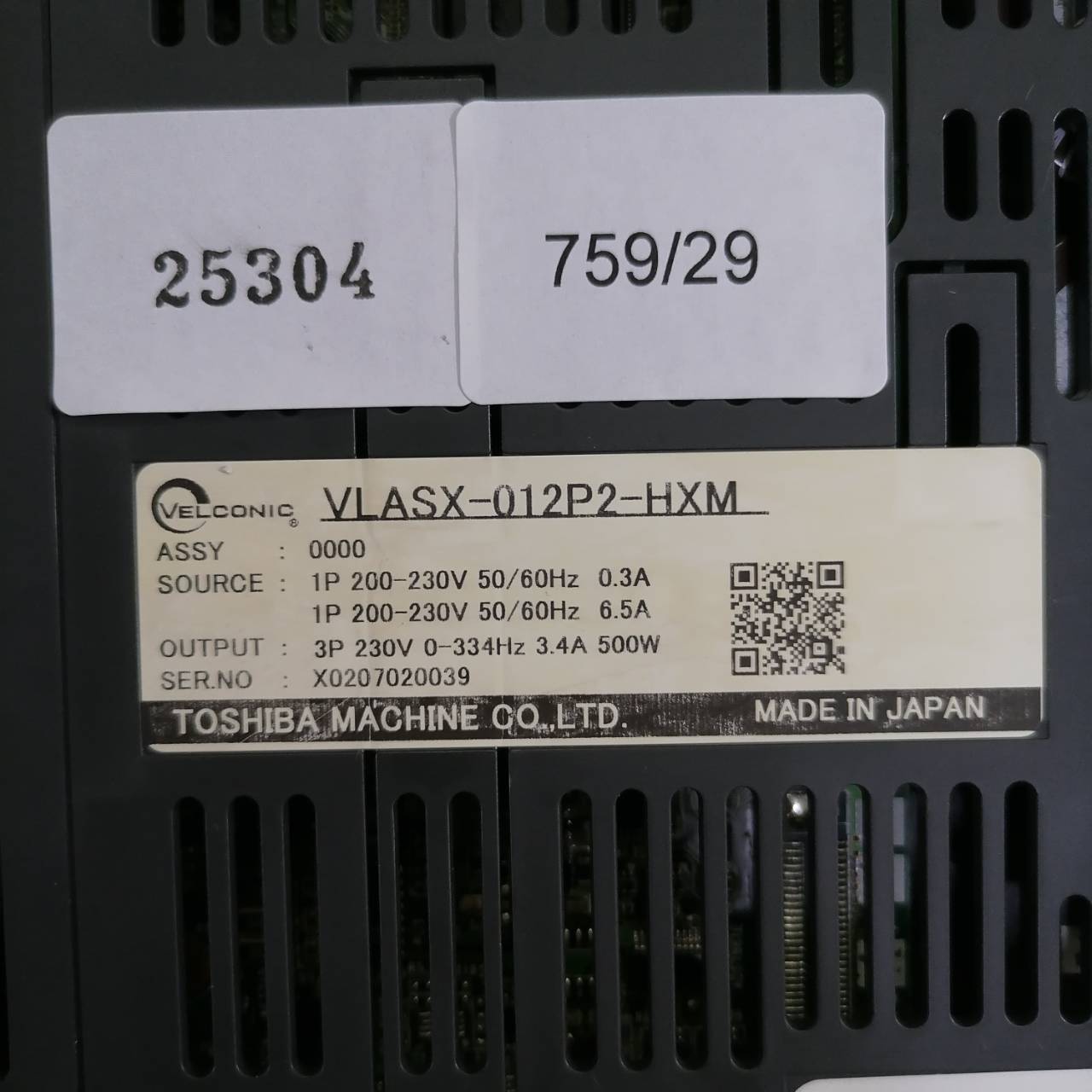 VLASX-012P2-HXM SERVO DRIVE " VELCONIC "