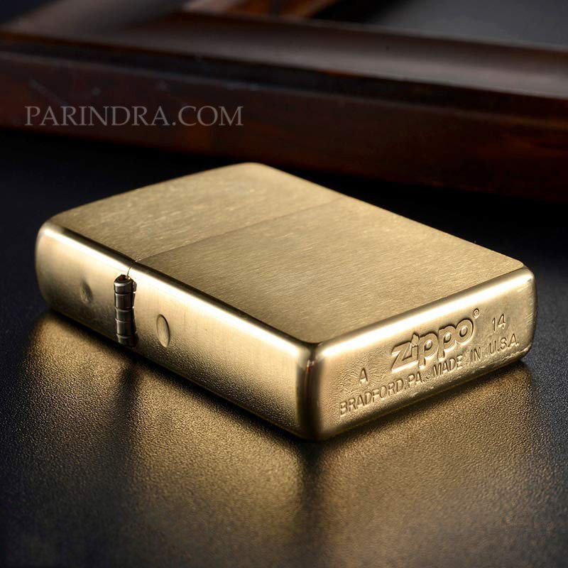 ไฟแช็ค Zippo แท้ สีทอง " Zippo 204B Brush Brass Fin " แท้นำเข้า 100%