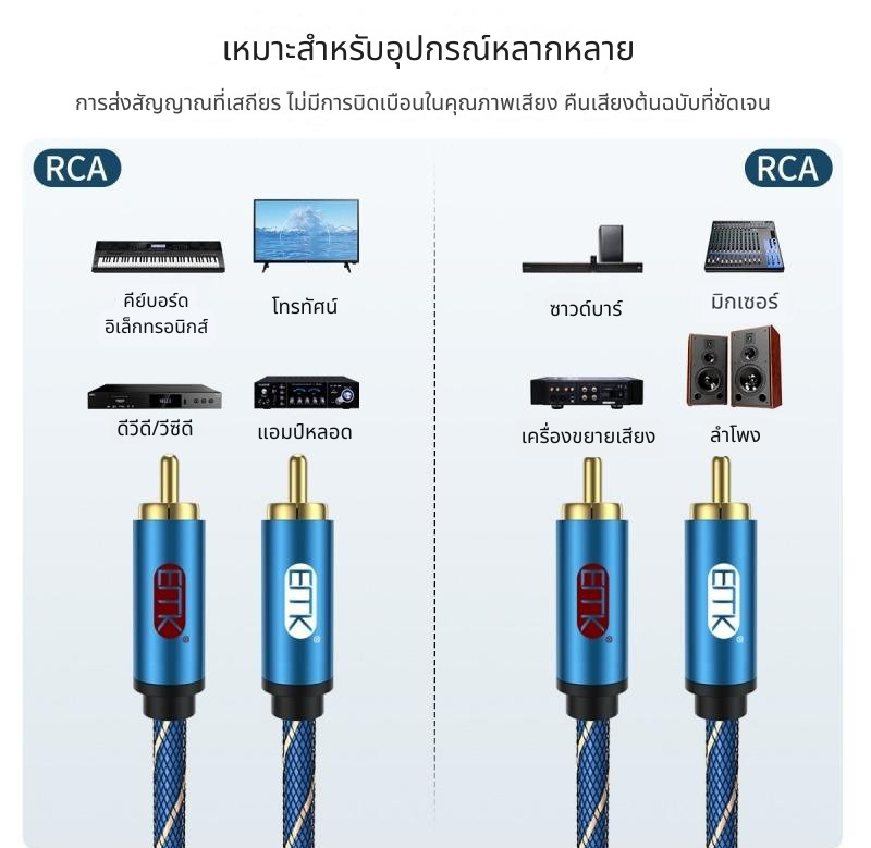 ERTK PremiumRCATORCA สายสัญญาณเสียง Premium RCA คู่ ส่งสัญญาณเสถียร ประกันศูนย์ไทย