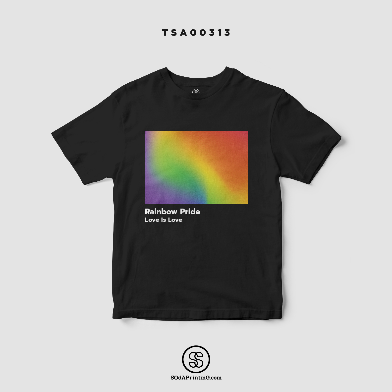 เสื้อยืด Rainbow Pride "LOVE IS LOVE" สีดำTSA00313 #SOdAtee #SOdAPrintinG #เสื้อ #เสื้อยืด