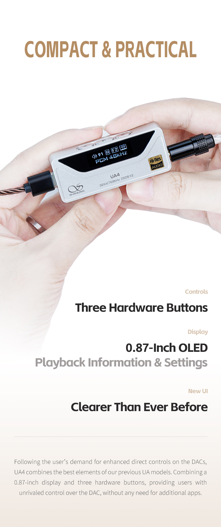 Shanling UA4 DAC/AMP พกพา ชิป ESS ES9069Q + Dual RT6863 ประกันศูนย์ไทย