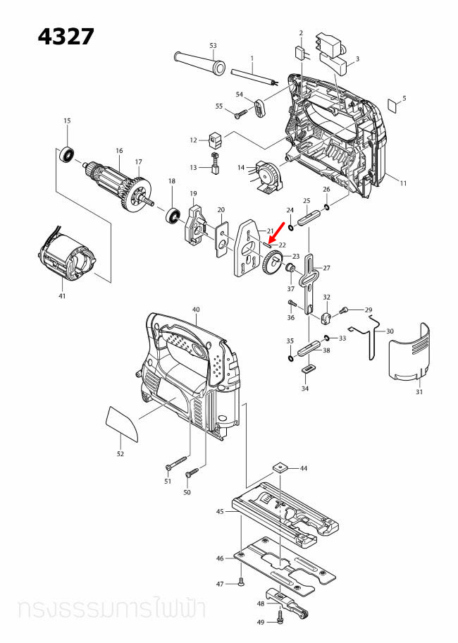 PIN 3 จิ๊กซอว์ มากีต้า-Makita 4324, 4327, 4329, M4301B [#22] Pn.256254-9 (แท้) ##
