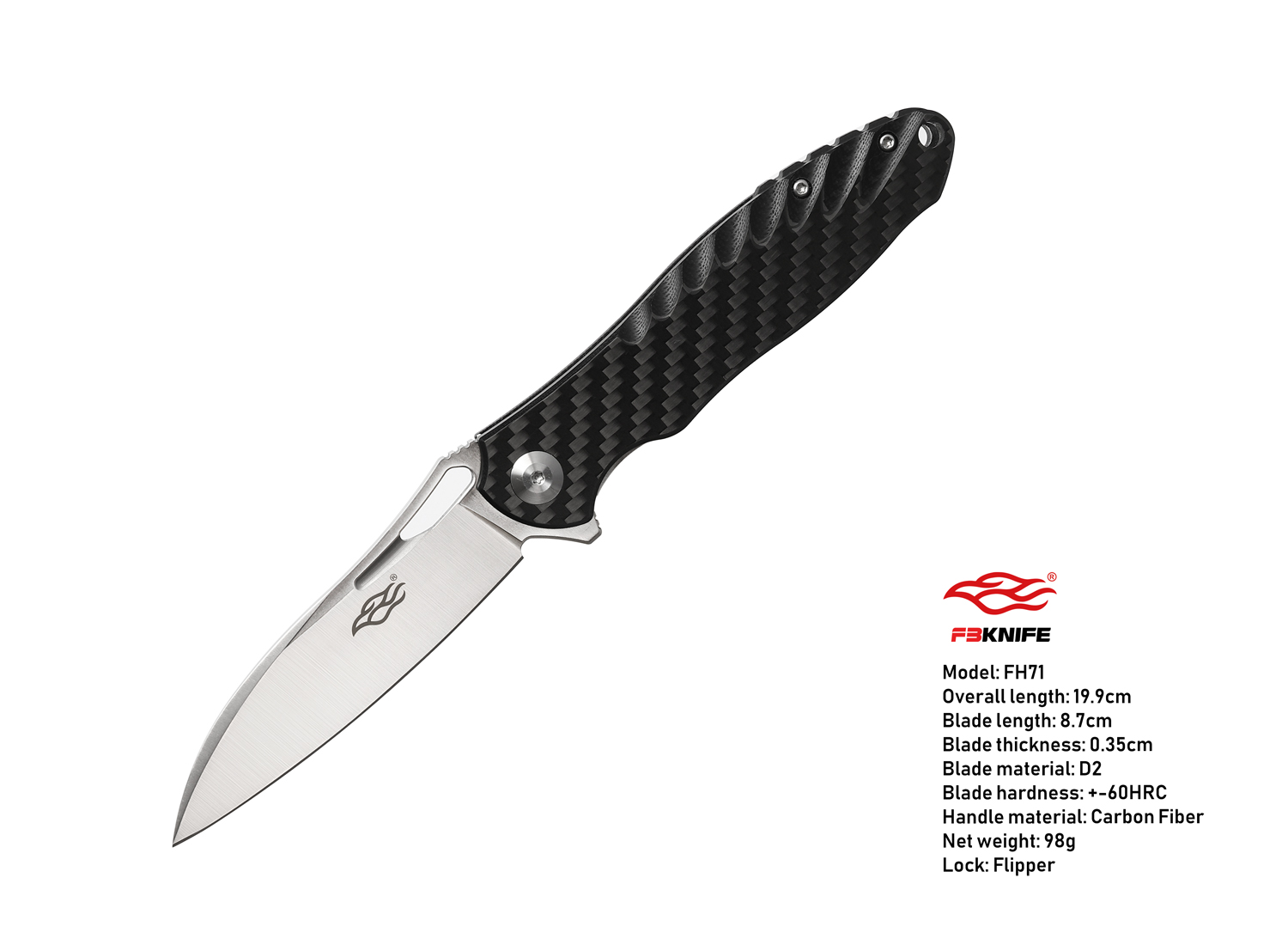 มีดพับ Ganzo กานโซ่ รุ่น FH71-CF / D2 Steel / ด้ามคาร์บอนไฟเบอร์ ของแท้ 100%