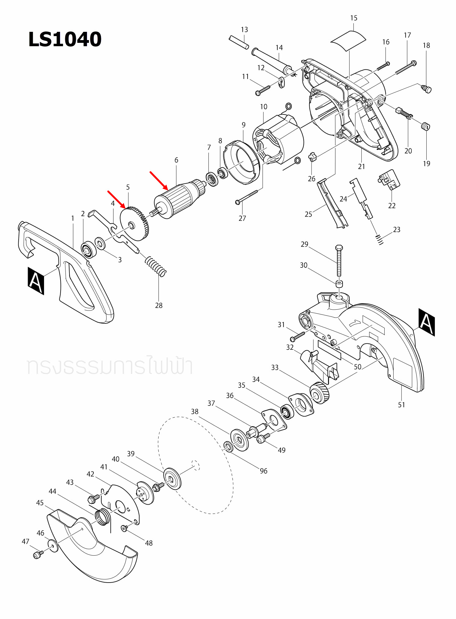 ทุ่น แท่นตัดองศา Makita มากีต้า LS1030N, LS1040 (แท้) ##(*)