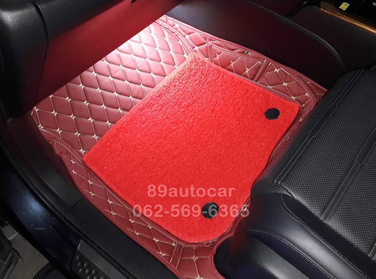 ตัดพรมรถยนต์ Honda CR-V G5 5 ที่นั่ง ปูพรม7D สีแดงไวน์ + พรมดักฝุ่นสีแดง เข้ารูป เต็มคัน