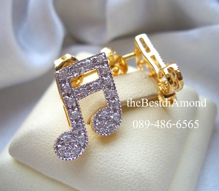 BE431+++ต่างหูตัวโน้ต+++เก๋ เท่ห์ โฉบเฉี่ยว แบบน่ารักมากๆๆค่ะ ฝังแบบจิกไข่ปลา แพรวพราวเชียวค่ะ