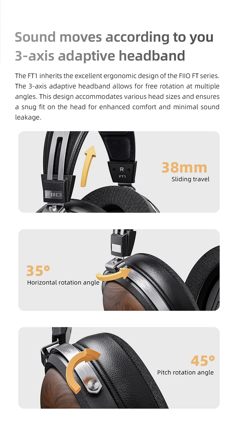 FiiO FT1 หูฟัง Headphones ไดรเวอร์ไดนามิก 60มม. ฝาครอบหูฟังไม้วอลนัทอเมริกัน ประกันศูนย์ไทย