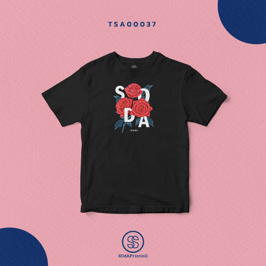 เสื้อยืดพิมพ์ลาย SOdA Rose สีดำTSA00037 #SOdAtee #SOdAPrintinG #เสื้อ #เสื้อยืด